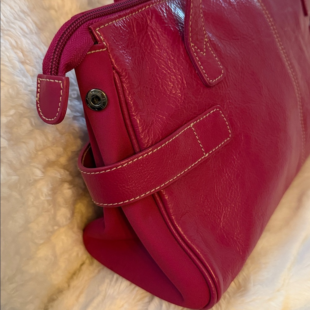 Pink Leather Shoulder Bag with Buckles - Picture 10 of 14